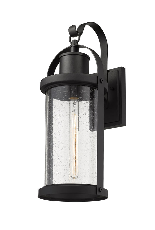Roundhouse 1 Light Outdoor Wall Sconce in Black Finish