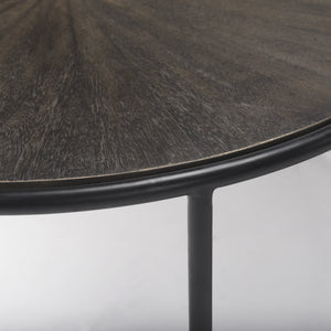 Arlo 40.0L x 40.0W x 17.0H Set of 2 Brown Wood and Glass W/Black Metal Coffee Tables