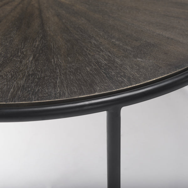 Arlo 40.0L x 40.0W x 17.0H Set of 2 Brown Wood and Glass W/Black Metal Coffee Tables
