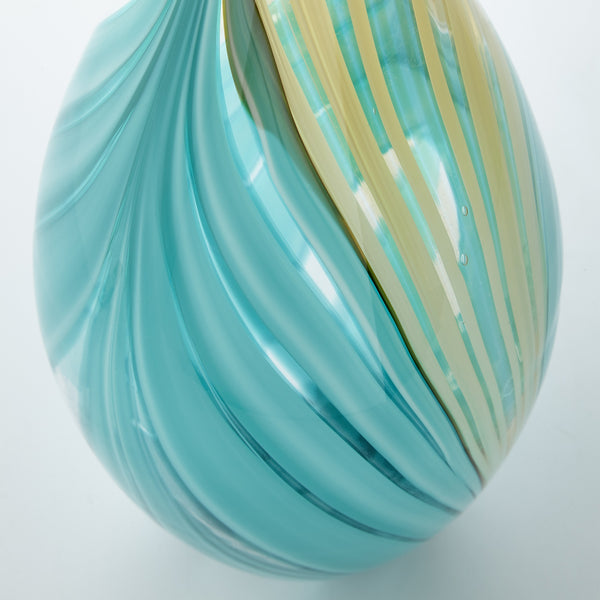Large Parlor Palm Vase in Amber and Blue