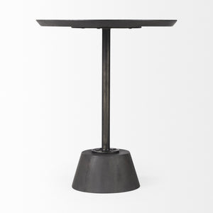 Maxwell 20" Round Dark Brown Wood w/ Black Metal Pedestal Side Table