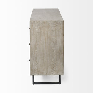 Giselle II Brown Fir Veneer W/Black Metal Leg 9 Drawer Sideboard