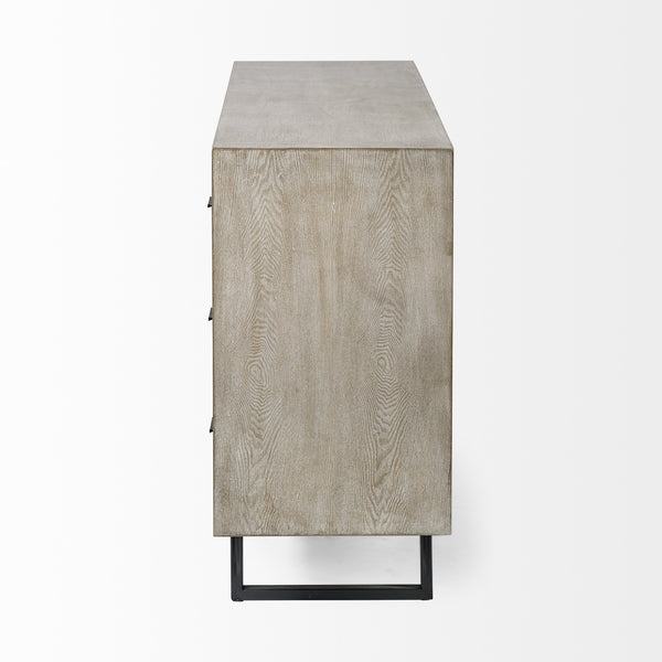 Giselle II Brown Fir Veneer W/Black Metal Leg 9 Drawer Sideboard