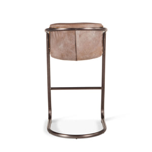 Portofino Distressed Jet Brown Leather Bar Chair