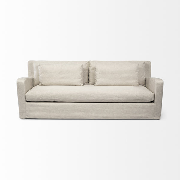 Denly II 92.5 X 38.25 X 34.5  Beige Slipcover Three Seater Sofa
