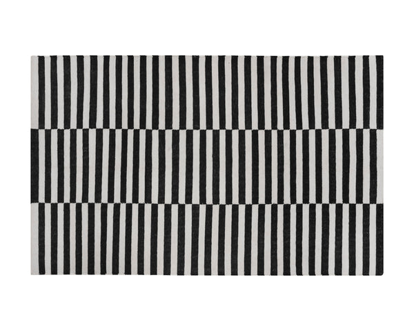 ZIGBY HAND-WOVEN RUG - BLACK / IVORY - 6' X 9'
