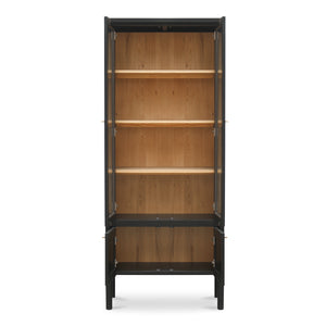 Hannah Tall Cabinet Black with Glass Inserts