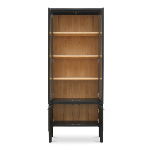 Hannah Tall Cabinet Black with Glass Inserts