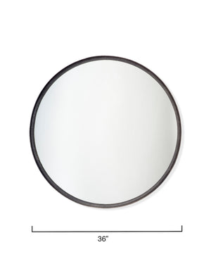 Refined Iron Round Wall Mirror, Black