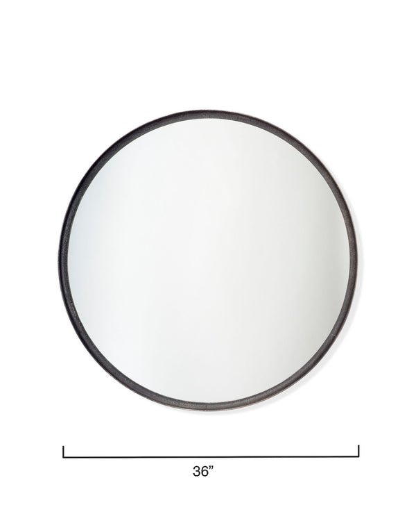 Refined Iron Round Wall Mirror, Black