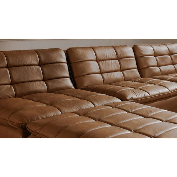 Moe's Lino Ottoman in Tan Leather