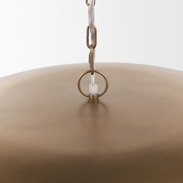 Sanne Antiqued Gold Metal w/ Silver Foil Wide Pendant Light