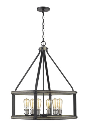 Kirkland 6 Light Pendant in Ashen Barnboard Finish