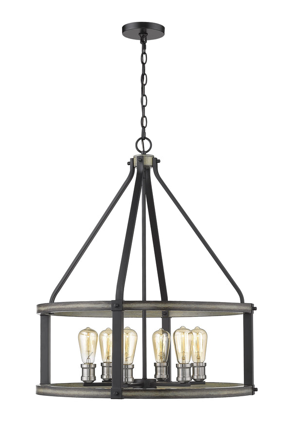 Kirkland 6 Light Pendant in Ashen Barnboard Finish