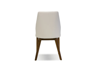 Totem Dining chair in white leatherette with walnut legs 