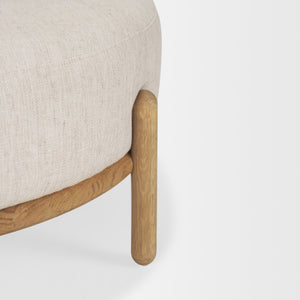 Gwynn Beige Fabric w/ Light Brown Wood Ottoman