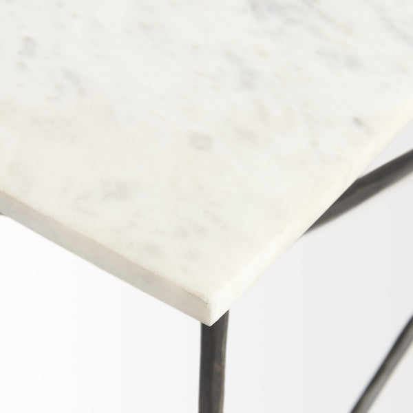 Lorlei I 53.0 X 35.0 X 15.5 White Marble Top W/ X-Shaped Antique Gold Iron Base Coffee Table
