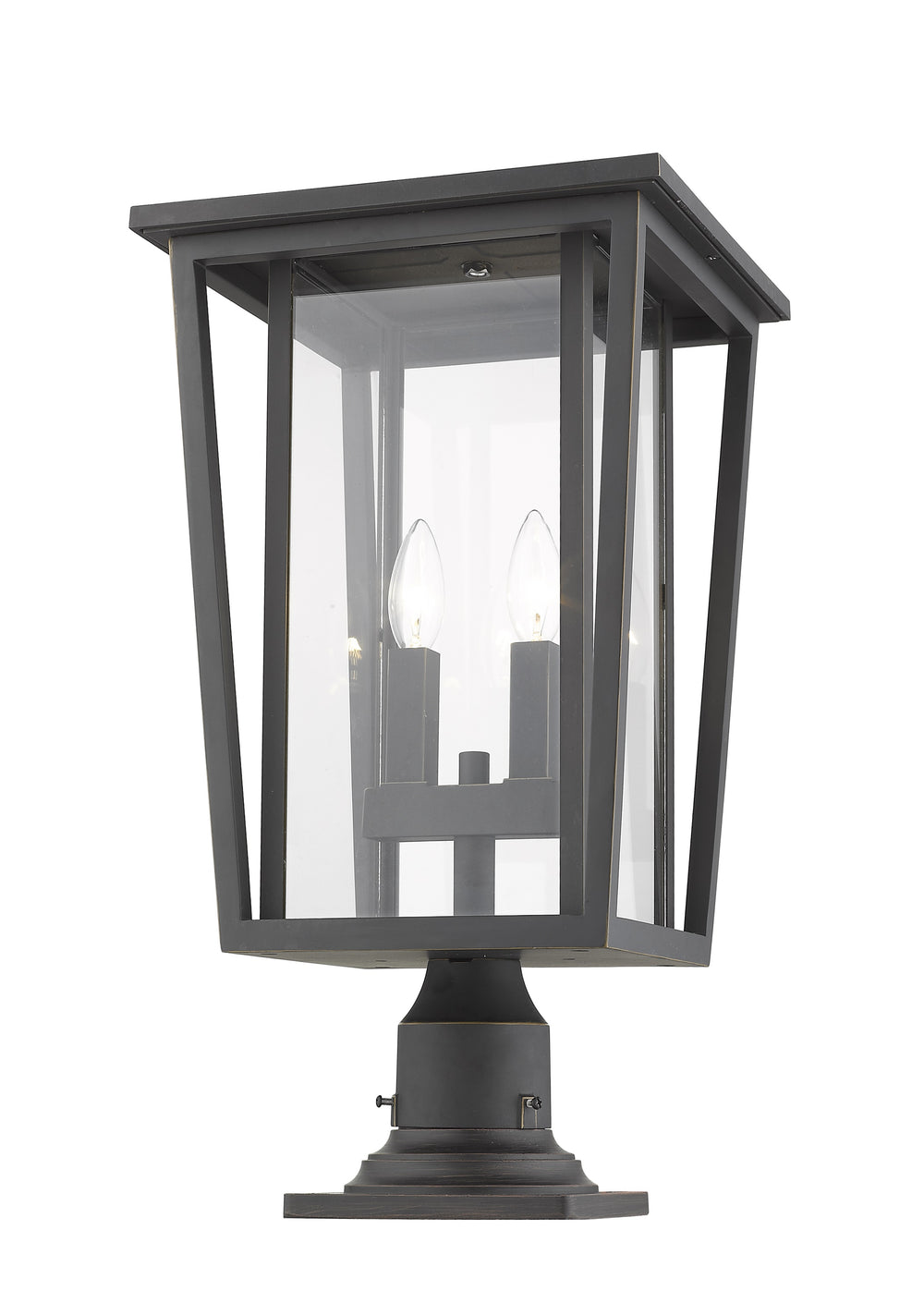 Seoul 2 Light Outdoor Pier Mounted Fixture in Oil Rubbed Bronze Finish