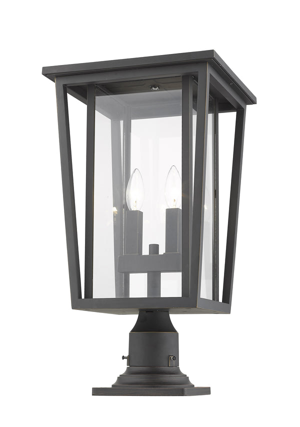 Seoul 2 Light Outdoor Pier Mounted Fixture in Oil Rubbed Bronze Finish
