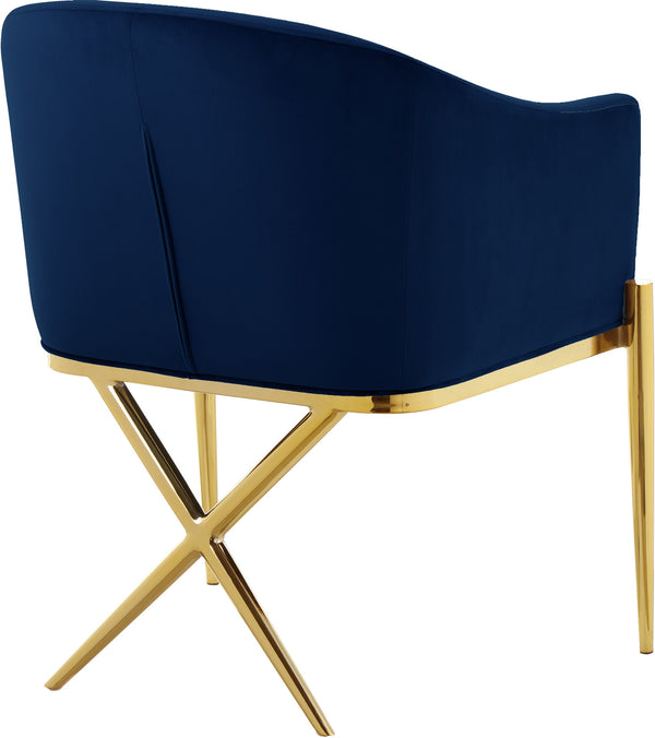 Doris Dining Chair In Navy Velvet and Gold