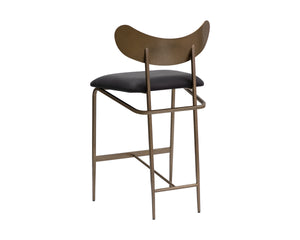 GIBBONS COUNTER STOOL - ANTIQUE BRASS - CHARCOAL BLACK LEATHER