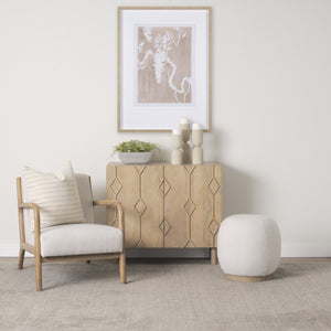 Cashel Accent Chair W/ Medium Brown Wood and Beige Fabric