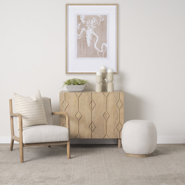 Cashel Accent Chair W/ Medium Brown Wood and Beige Fabric