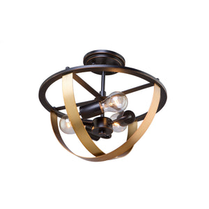 Capri AC11233 Semi Flush in Dark Bronze & Satin Brass