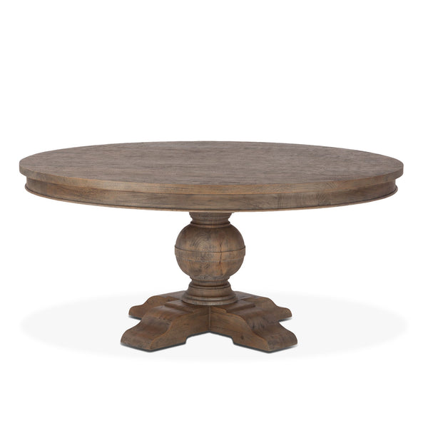 Colonial Plantation 72-Inch Round Dining Table in Weathered Teak Finish