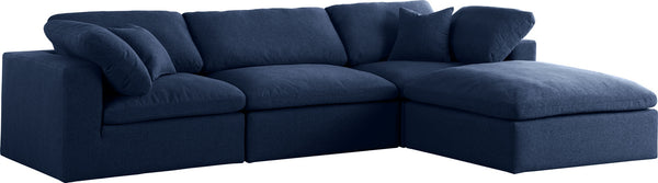 Carmen Cloud Modular Sectional In Navy Linen Fabric