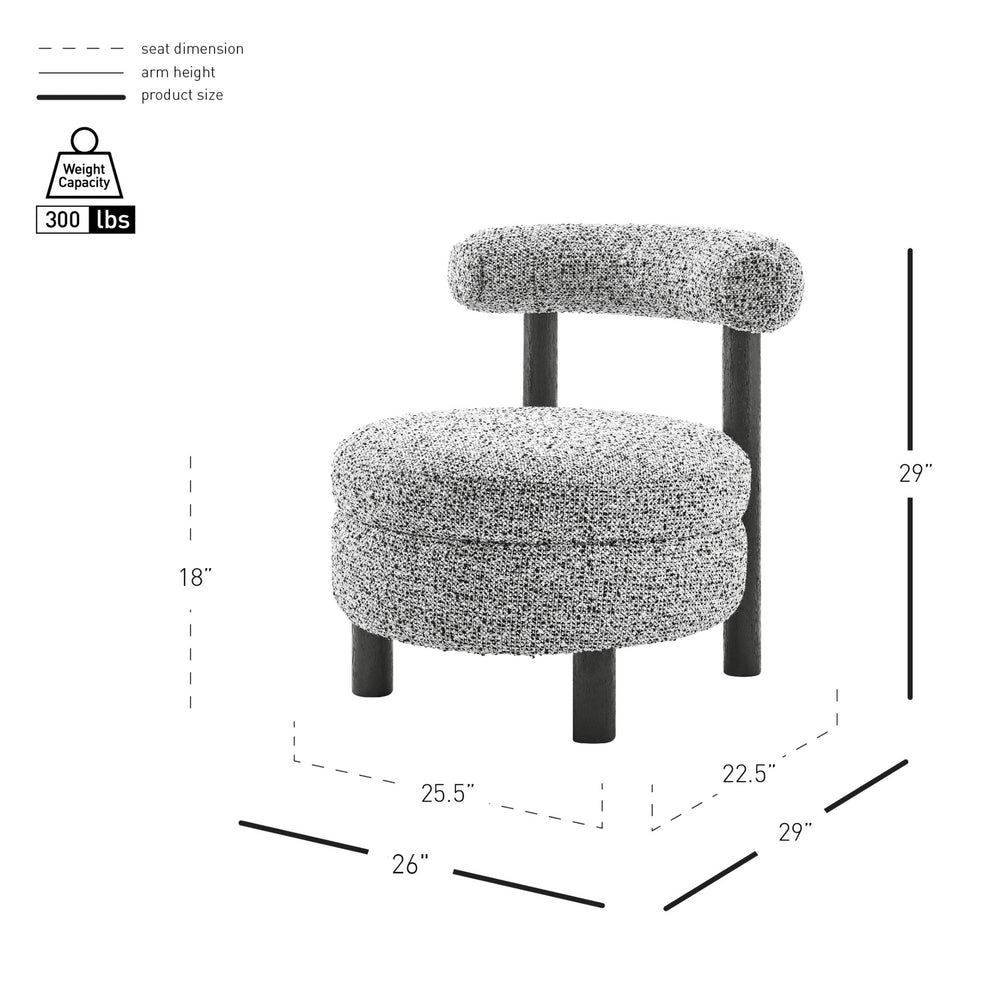 Esther Boucle Accent Chair, Speckled White 