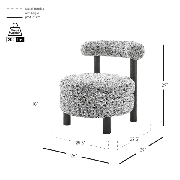 Esther Boucle Accent Chair, Speckled White 