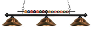 Shark 3 Light Billiard Light in Matte Black Finish