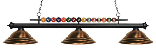 Shark 3 Light Billiard Light in Matte Black Finish