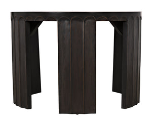 Fluted Side Table, Pale with Light Brown Trim