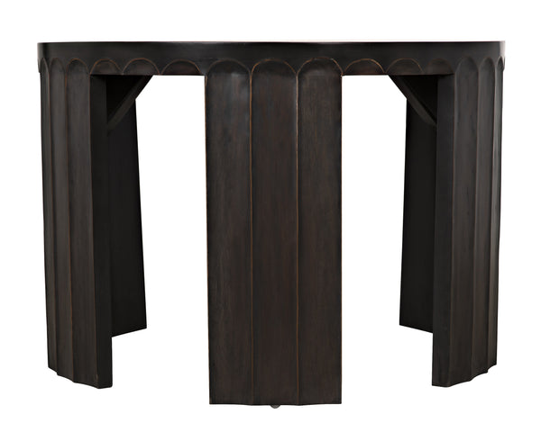 Fluted Side Table, Pale with Light Brown Trim