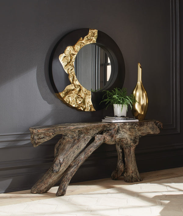 Mercury Mirror, Black, Gold Leaf 