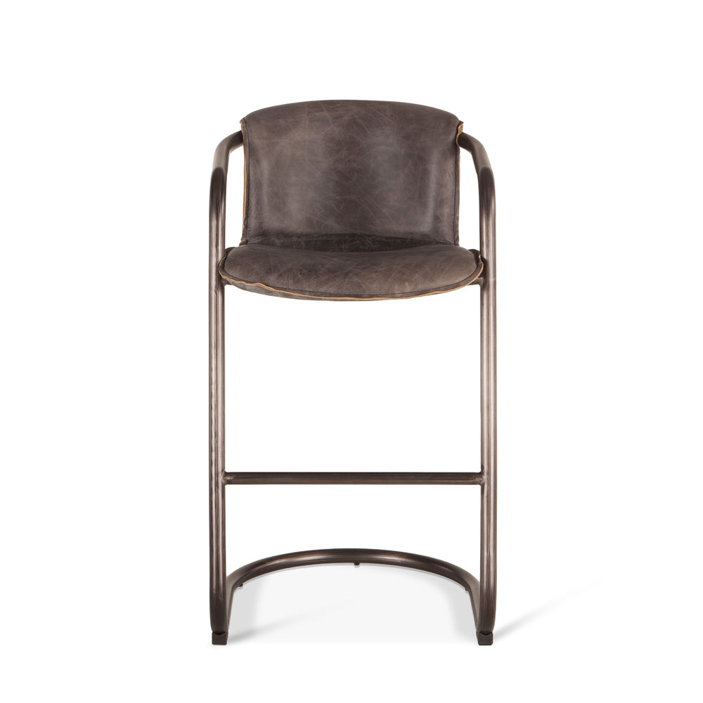 Portofino Distressed Antique Ebony Leather Bar Chair