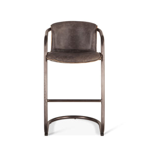 Portofino Distressed Antique Ebony Leather Bar Chair