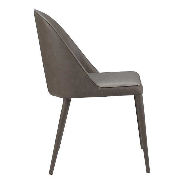 Moe's Burton Dining Chair Set of 2 in Grey Vegan Leather