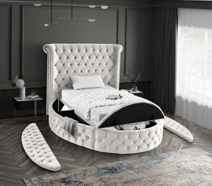 Lorena Twin Bed In Cream Velvet