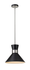 Soriano 1 Light Pendant in Matte Black + Brushed Nickel Finish
