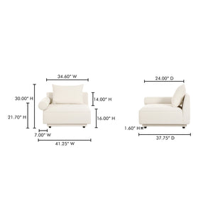 Moe's Rosello Left Arm Facing Chair in White