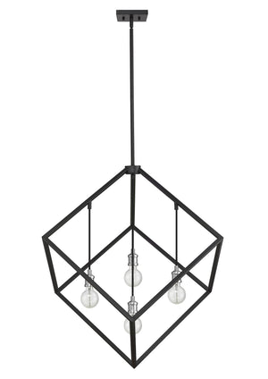 Vertical 4 Light Pendant in Matte Black + Brushed Nickel Finish