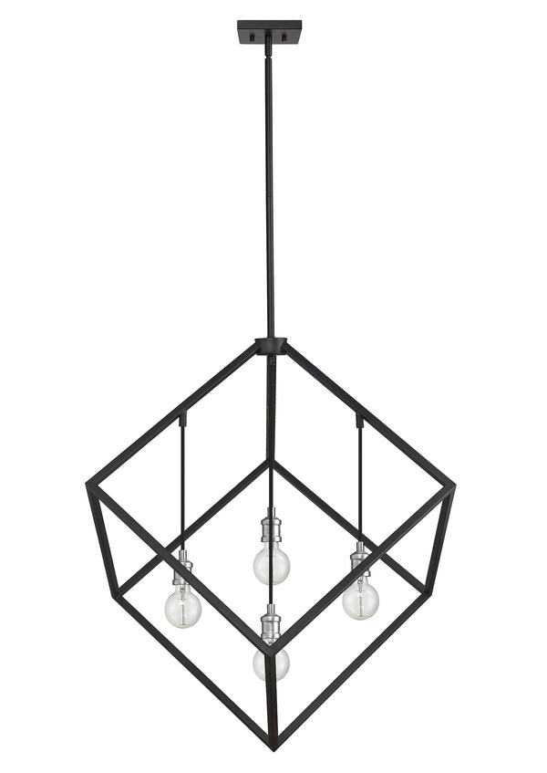 Vertical 4 Light Pendant in Matte Black + Brushed Nickel Finish