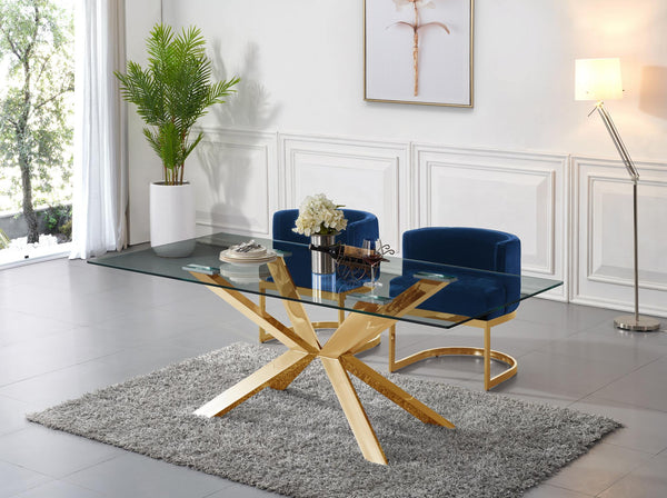 Donna Dining Chair In Navy Velvet and Gold