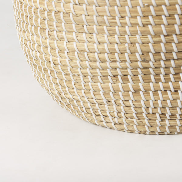 Olivia 15.7L x 15.7W x 17.3H Set of 3 Beige Seagrass Basket W/Lid and Handles