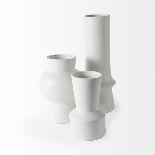 Laforge 17.3H White Ceramic Vase