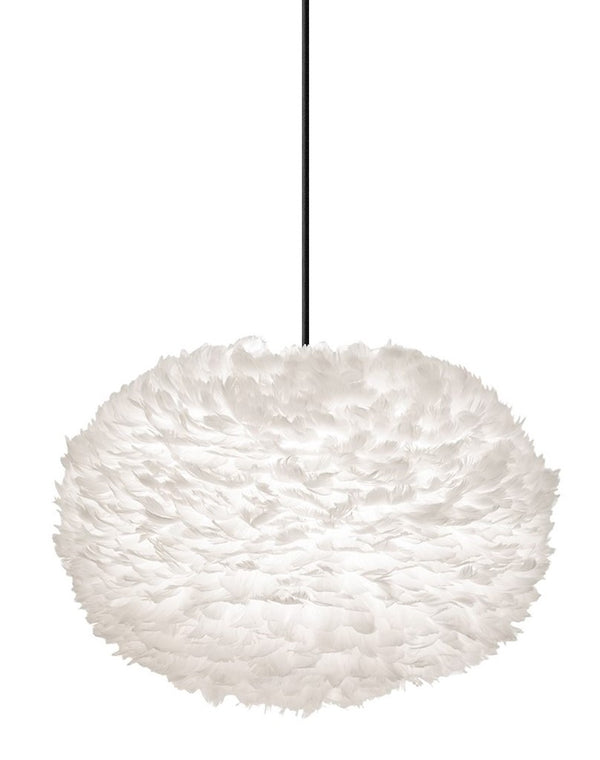 Eos XL Plug-In Pendant in White with Black Cord