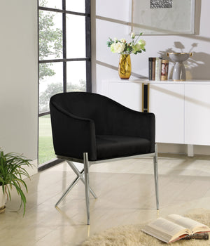Doris Dining Chair In Black Velvet and Chrome